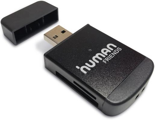 Картридер microSDHC/MMC/MS/M2/DV/MS/MSPro/MSPRoDuo CBR "Human Friends Speed Rate Multi Black", внешн., черный