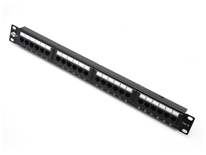 Патч-панель 1U 19" RM 24 порта RJ-45 6 кат. Atcom "AT2462" UTP